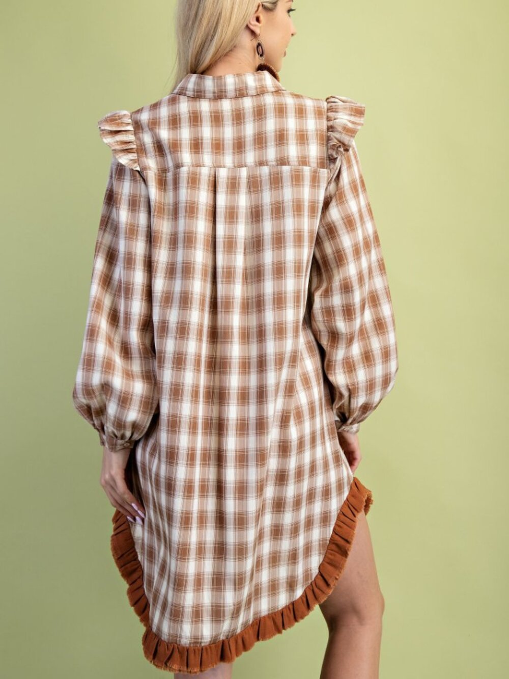 GiGiO's Plaid Mini Hi-Low Shirt Dress - Picture 6 of 6